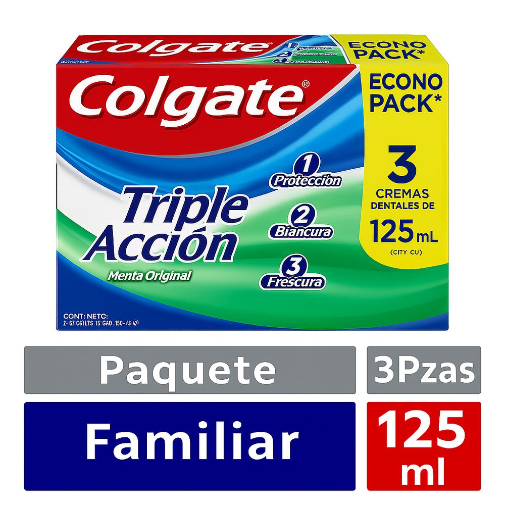 Crema dental COLGATE triple acción (375  ml) img #1
