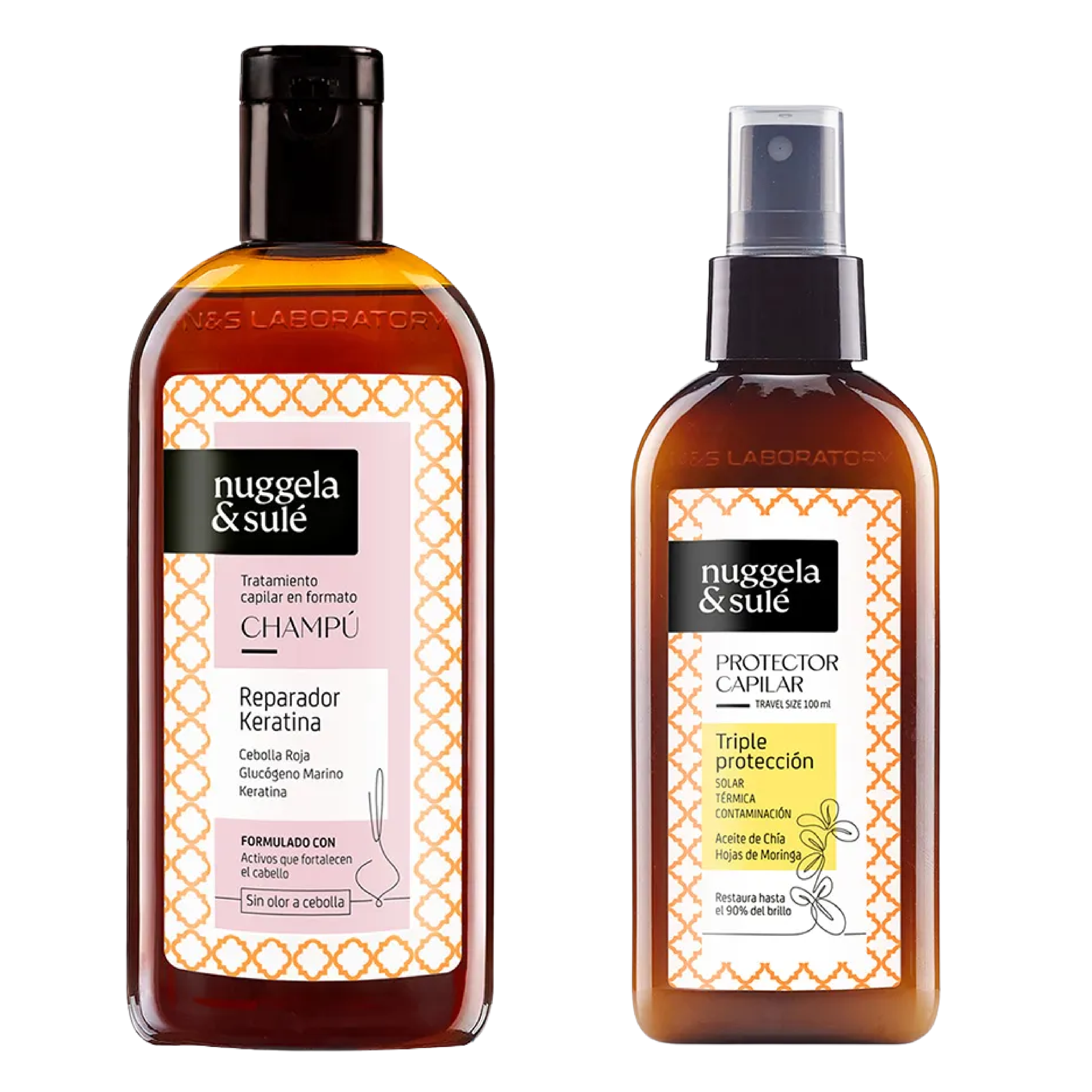 Kit Reparación y Brillo: Shampoo Polinesia Keratina 250ml + Termoprotector 100ml -  Nuggela & Sulé img #1