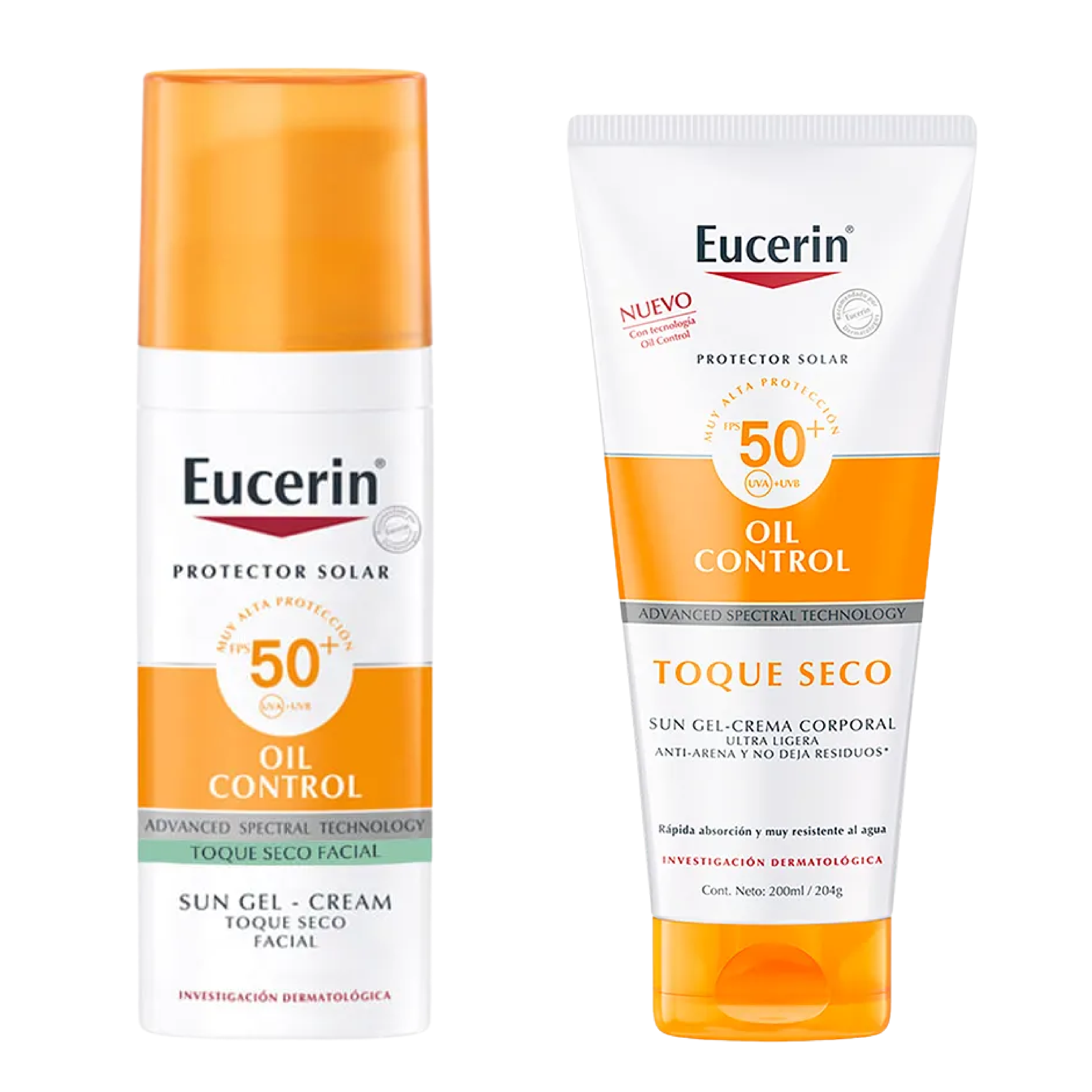 Kit Protector Solar Facial Oil Control Sin color + Protector Solar Corporal Toque Seco Sun Fps 50 200ml- Eucerin img #1