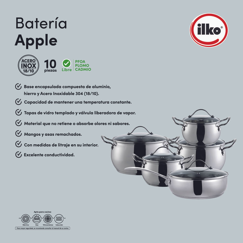 Batería ILKO Apple 10 PZS Acero Inoxidable img #4