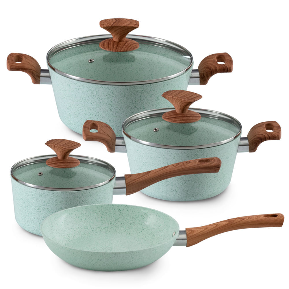 Batería Cerámica 7 Piezas Ilko Granito Menta Antiadherente img #1