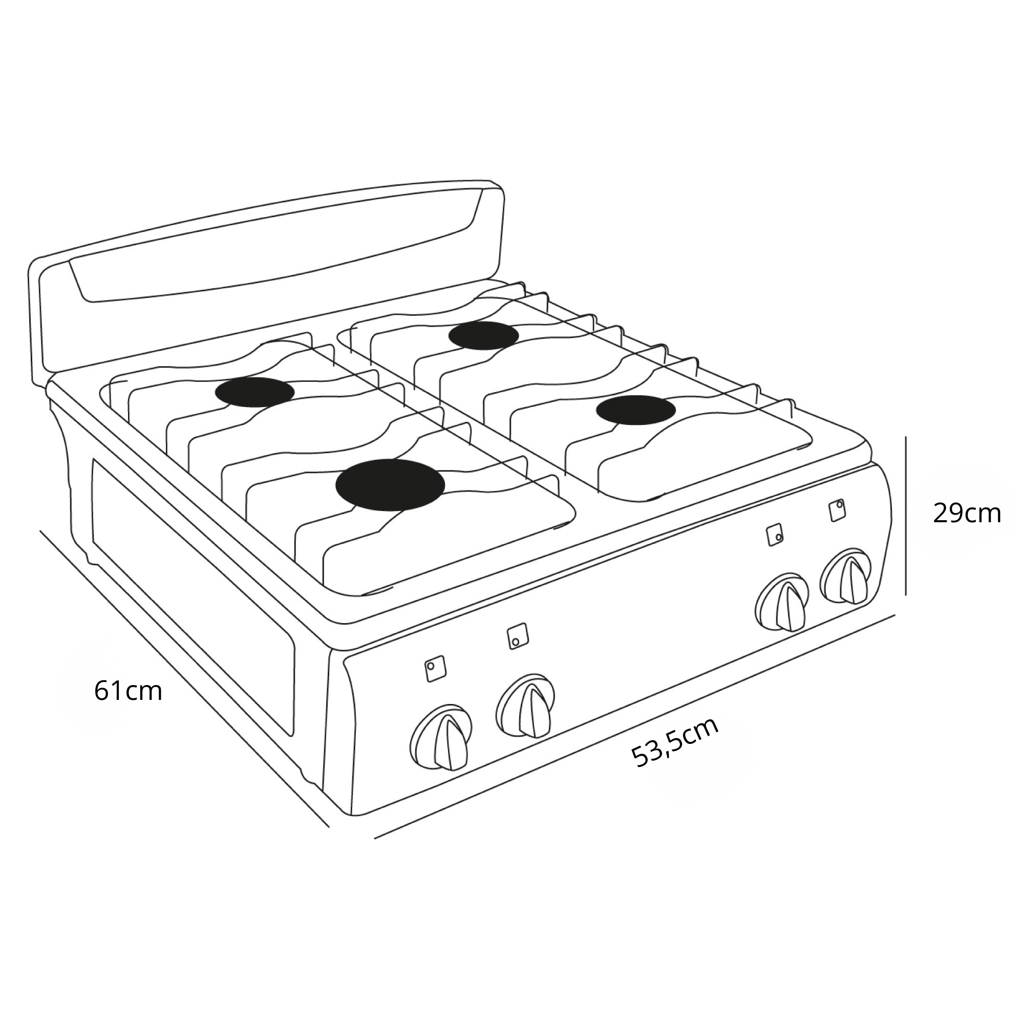 Estufa De Mesa Superior 4 Puestos Gas Propano 7053 Negra img #2