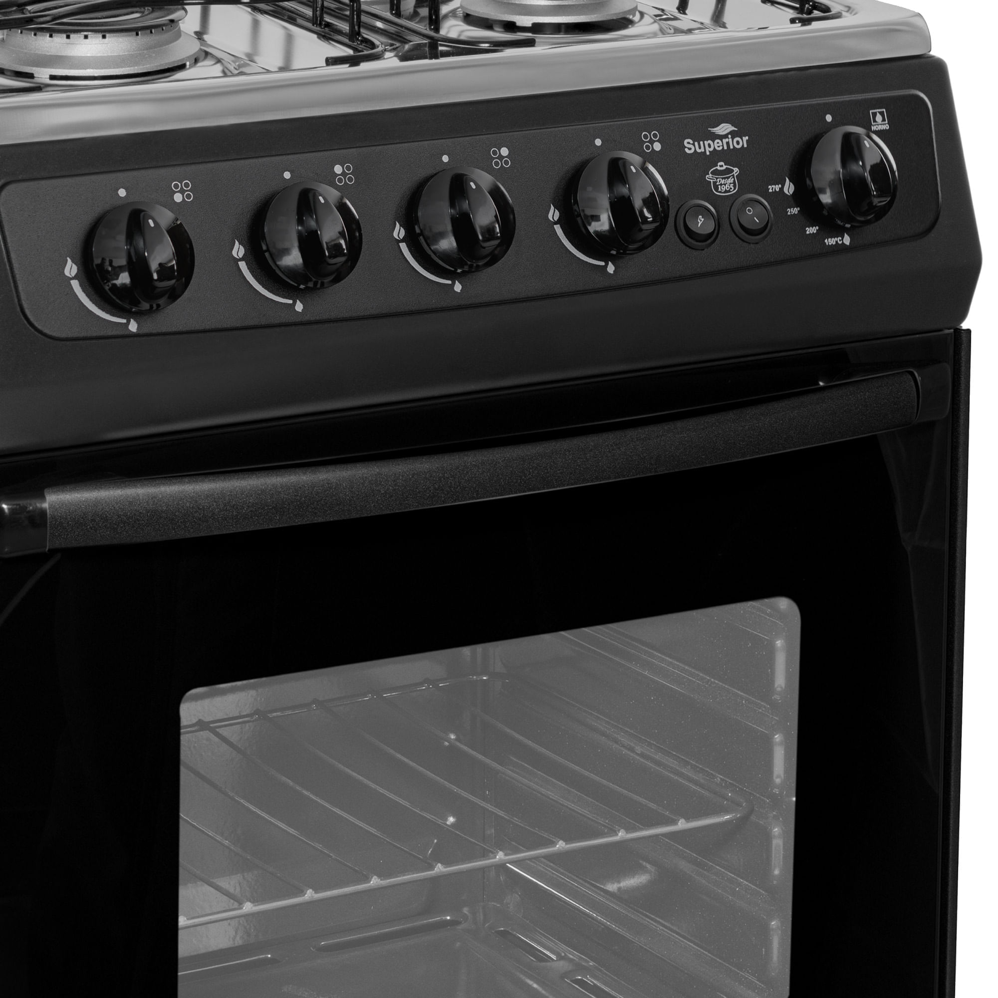 Estufa de Piso Superior 4 Puestos Horno Gas Natural S-7005 Negra img #3