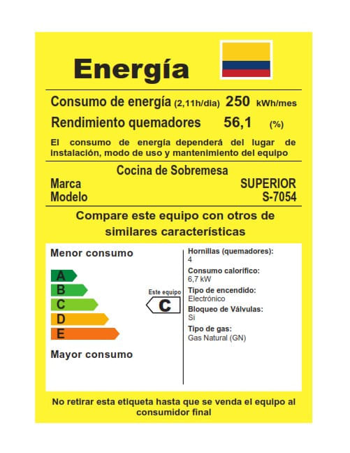 Estufa De Mesa Superior 4 Puestos Gas Natural 7054-1 Negra img #9