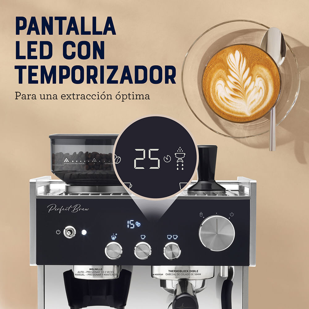 Cafetera Oster Espresso Perfect Brew BVSTEM7400 Plata img #6