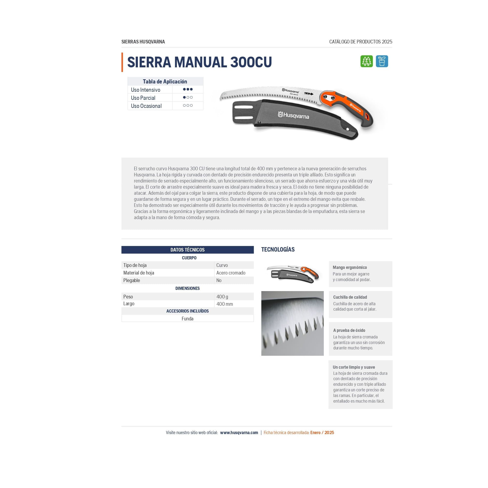 Sierra Manual Husqvarna Curvo 300CU 400 MM Acero img #3