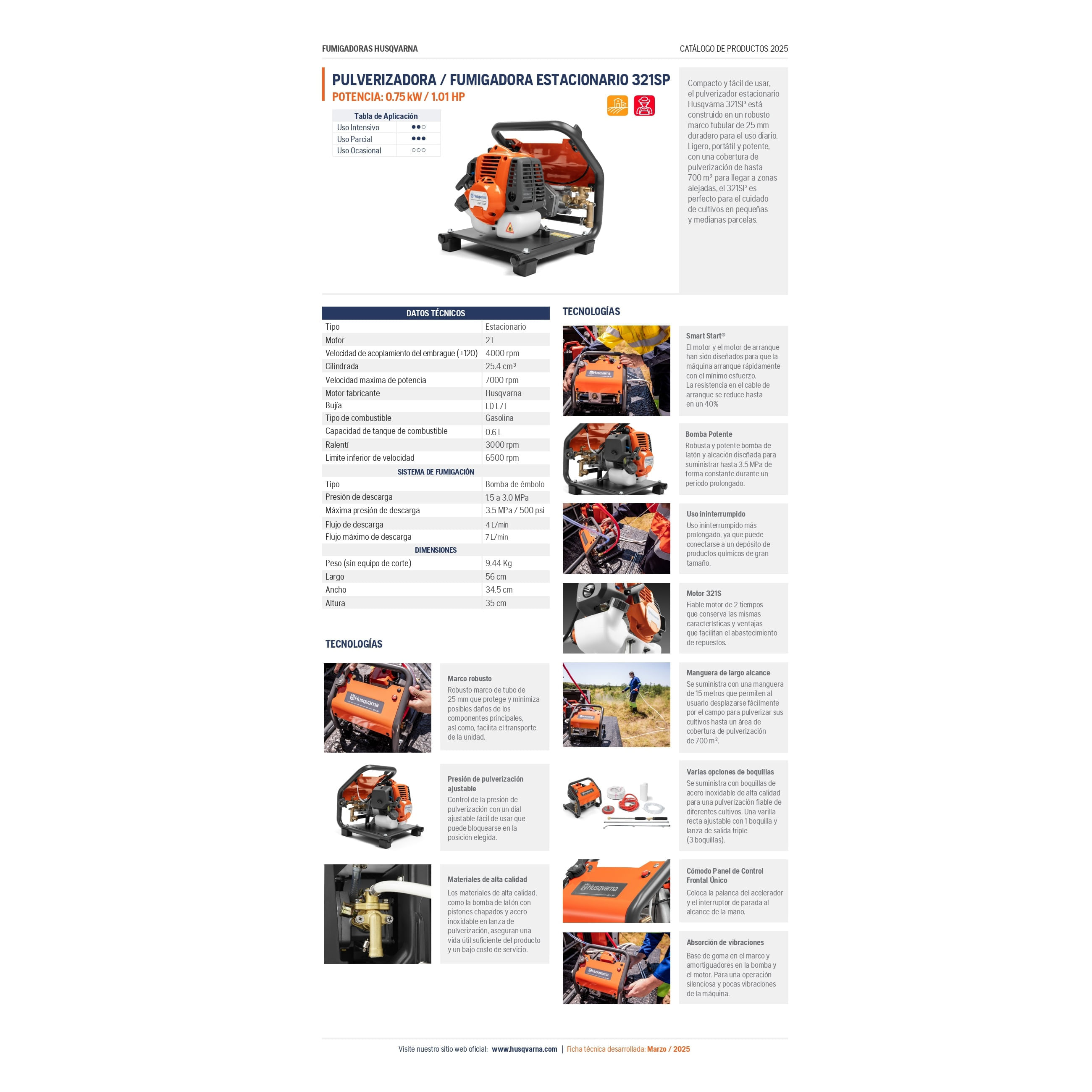 Fumigadora Estacionaria Husqvarna 321SP 0.75 KW 1.01 HP img #6
