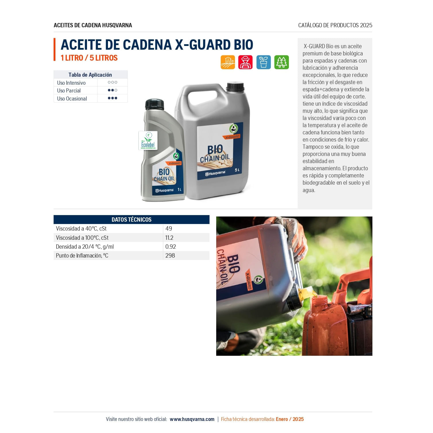 Lubricante de Cadena Husqvarna Bio x 1 Litro img #2