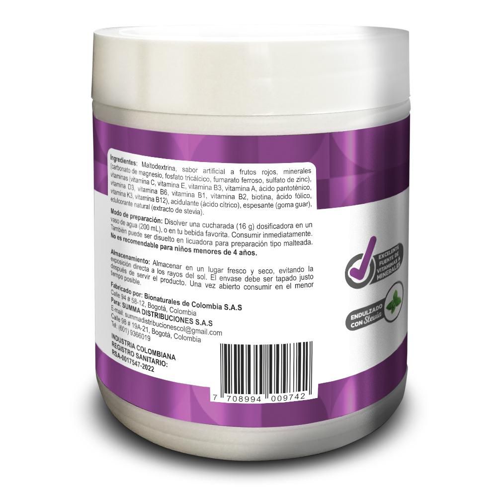 Alimento en polvo FYLMUT con B12 sabor frutos rojos (450  gr) img #3