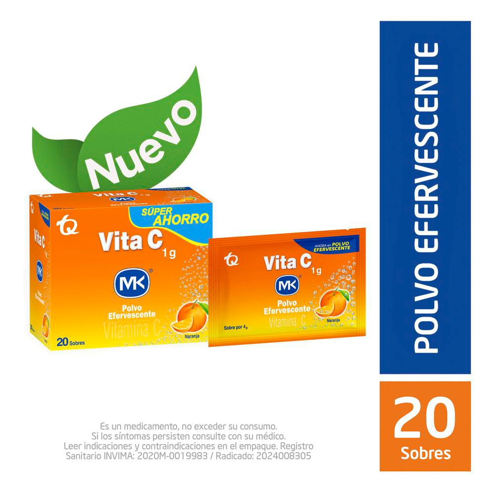 Polvo efervescente VITAMINA C MK sobres x20und (80  gr) img #1
