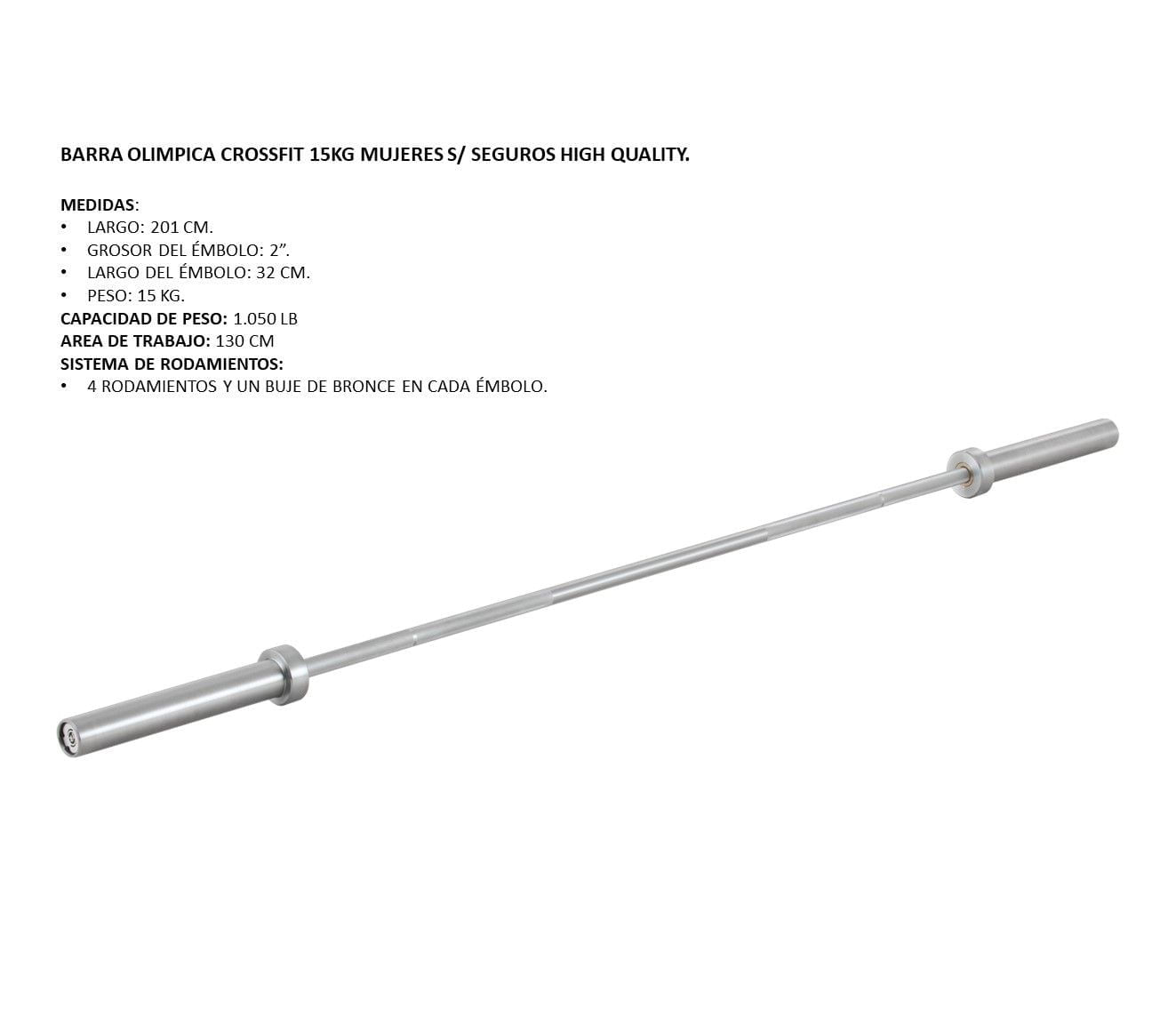 Barra Olimpica Profesional 2" 500Lb (15Kg-201Cm)Sportfitness img #2
