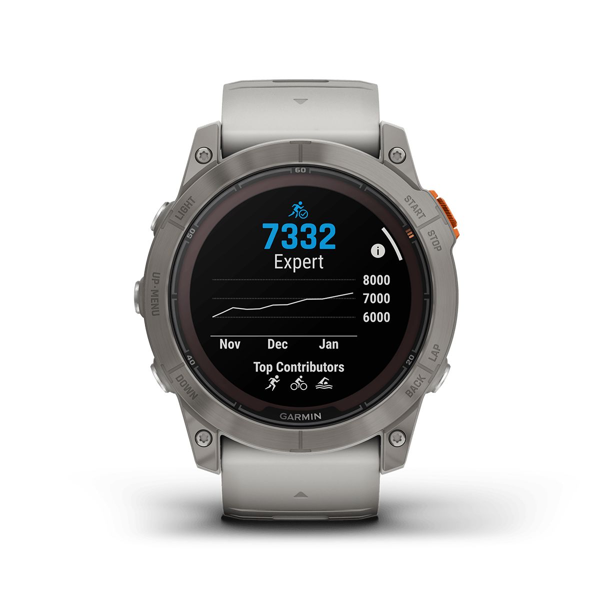 Reloj Fenix 7X Pro Zafiro Solar Ti Banda Gris Niebla/Naranja img #5