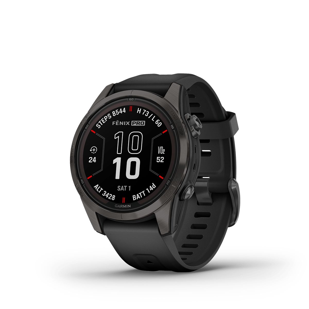 Reloj Fenix 7S Pro Zafiro Solar Gris Carbón con Banda Negra img #1