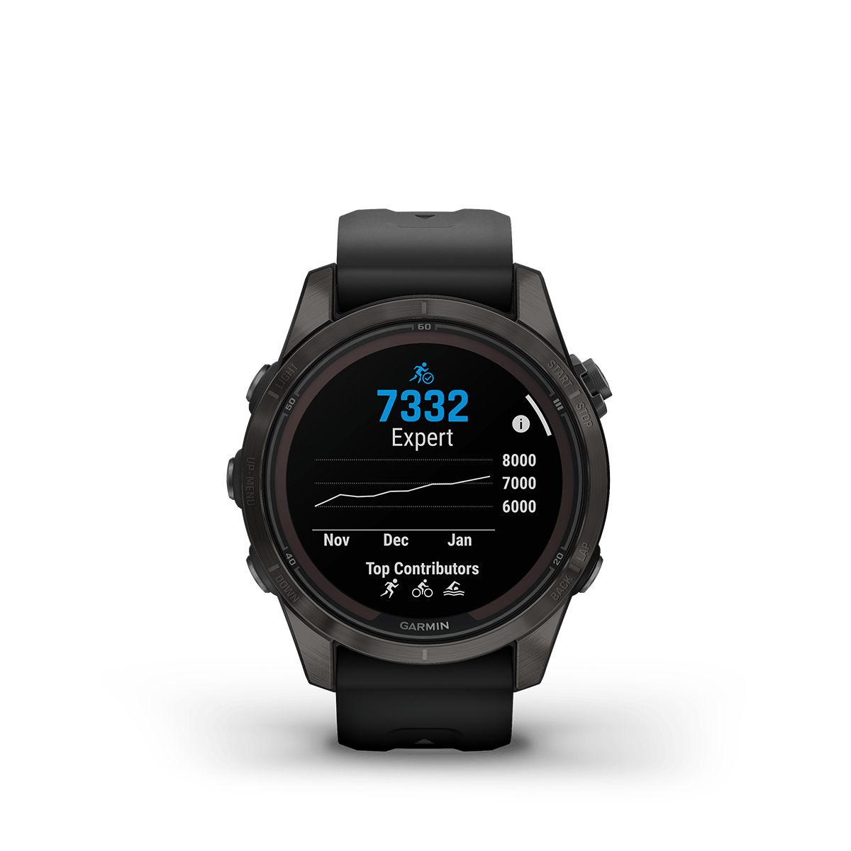 Reloj Fenix 7S Pro Zafiro Solar Gris Carbón con Banda Negra img #2