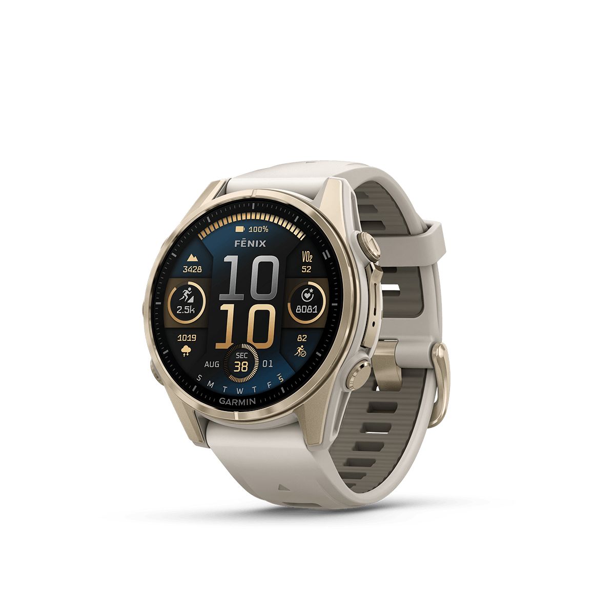 Reloj Garmin Fenix 8 43mm Amoled Oro Zafiro Gris img #1