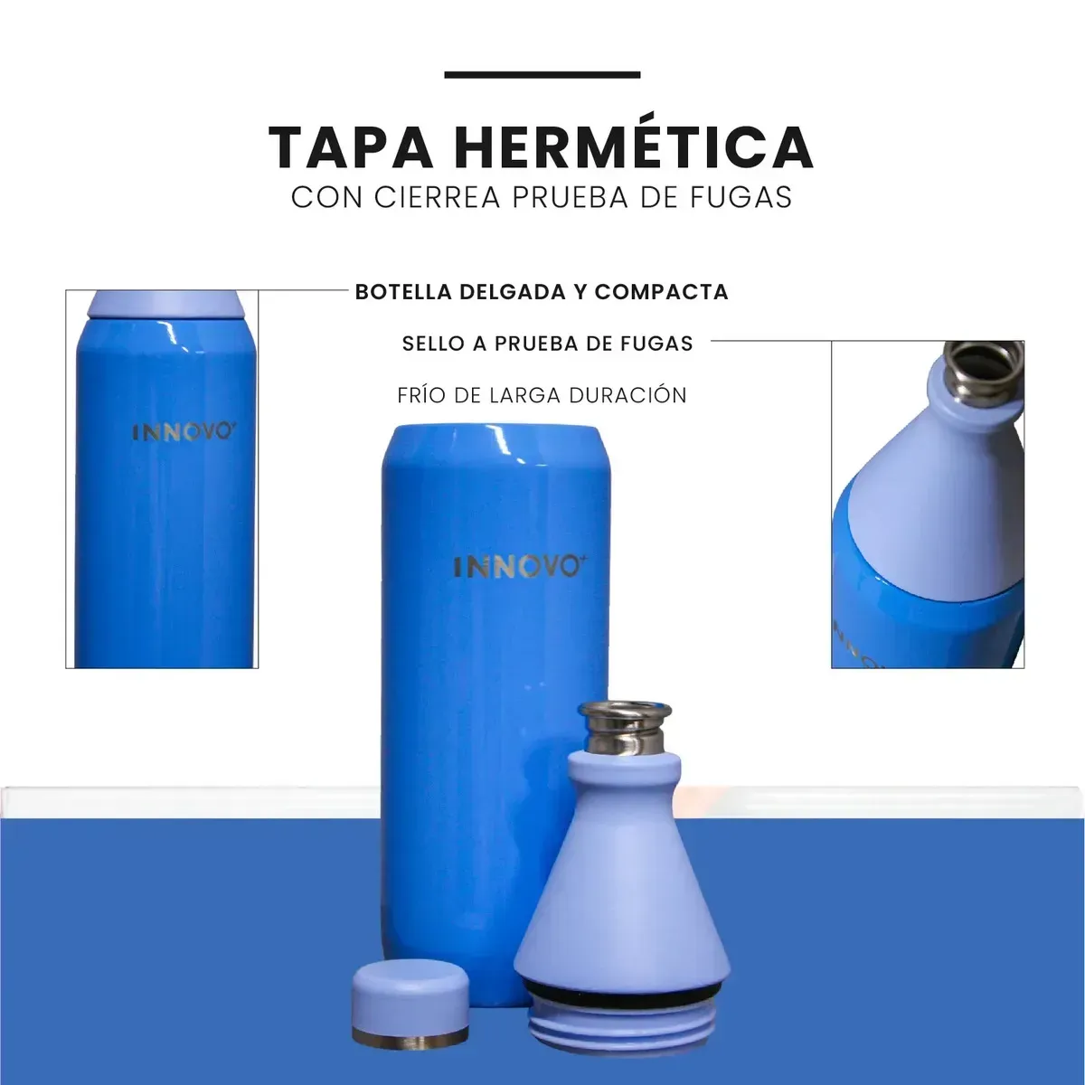Termo Premium Innovo Hidratación Helada Acero Inoxidable 1 Litro Azul img #4