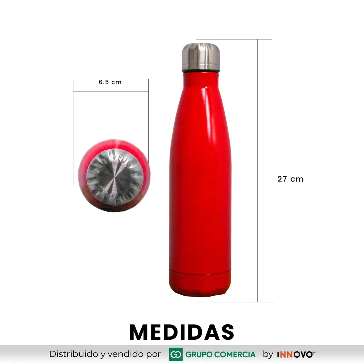 Termo Metálico Acero 750ml Elegante - Mantiene Frío Y Calor Rojo img #5