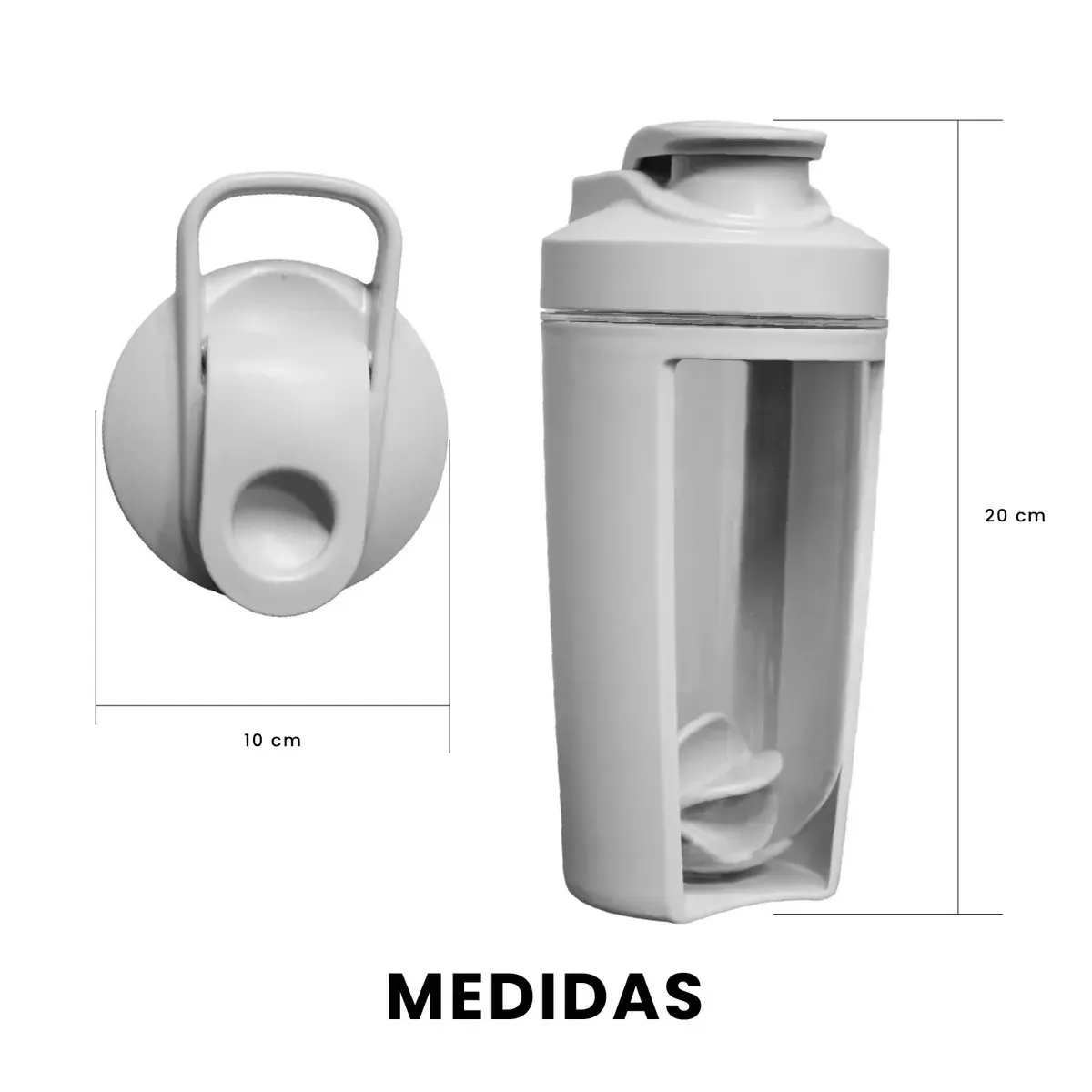 Vaso Mezclador Shaker Proteína 500ml - Sello Hermético Premium Gris img #6