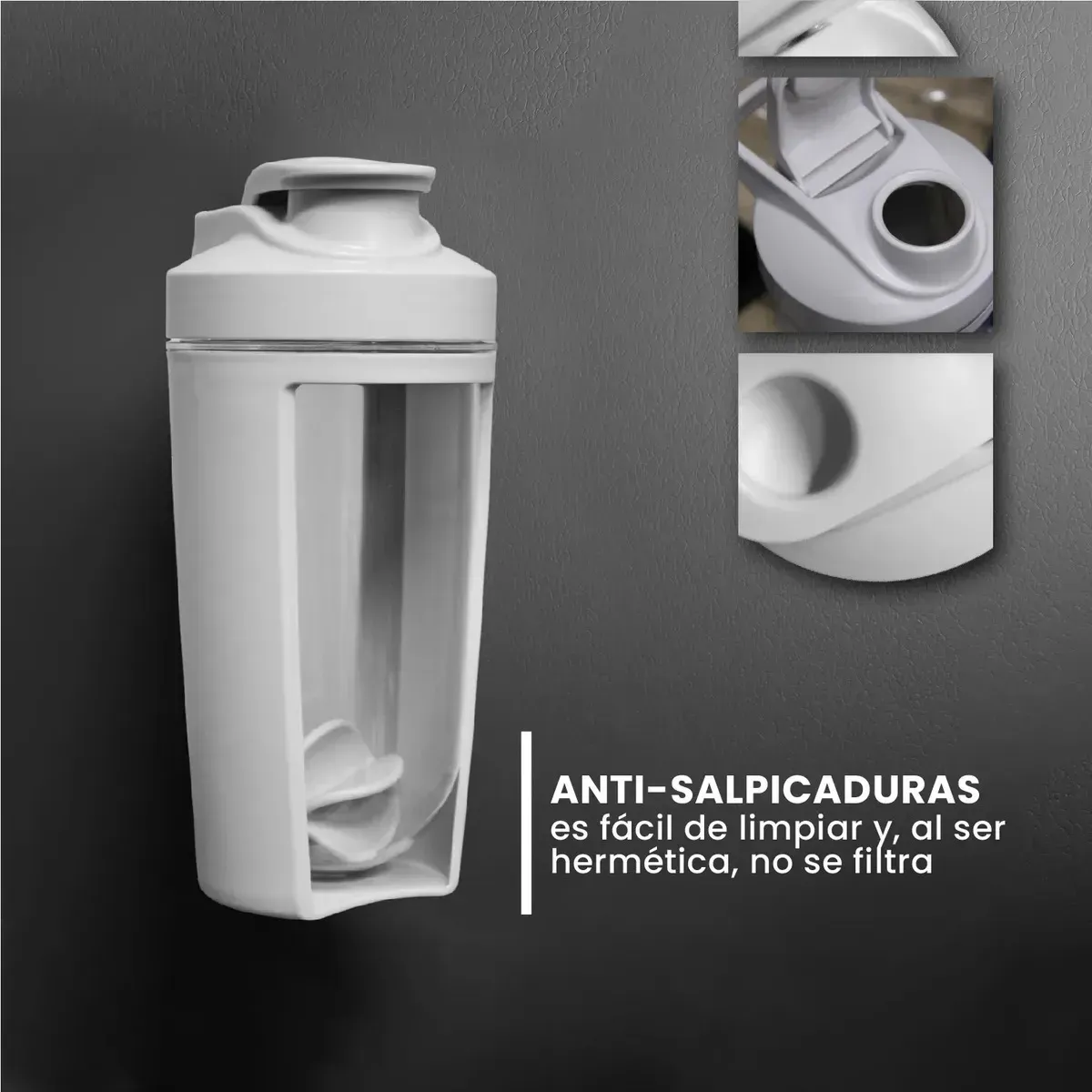 Vaso Mezclador Shaker Proteína 500ml - Sello Hermético Premium Gris img #3