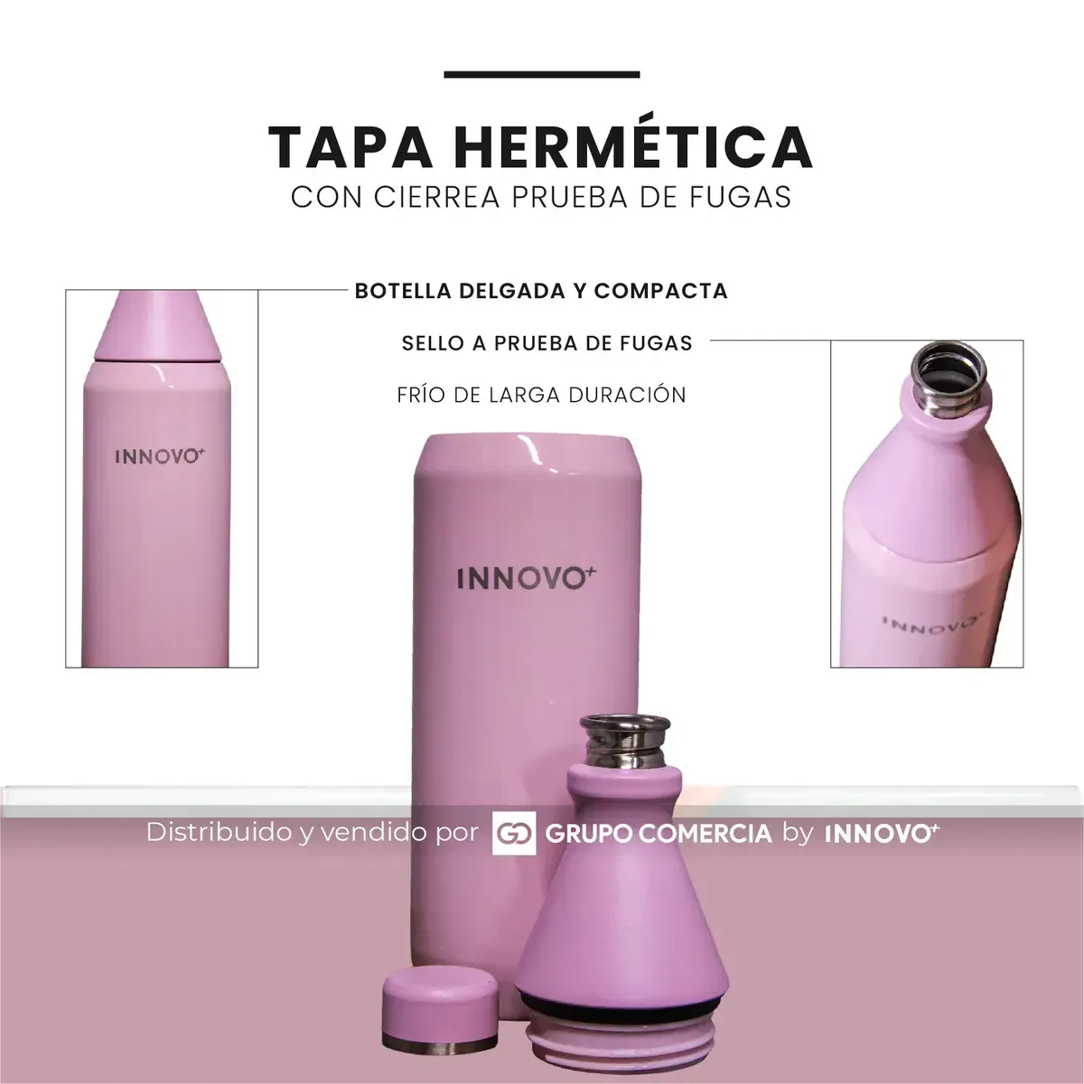 Termo Botella Acero Inoxidable Premium (34 Oz) Rosado Innovo+ img #5