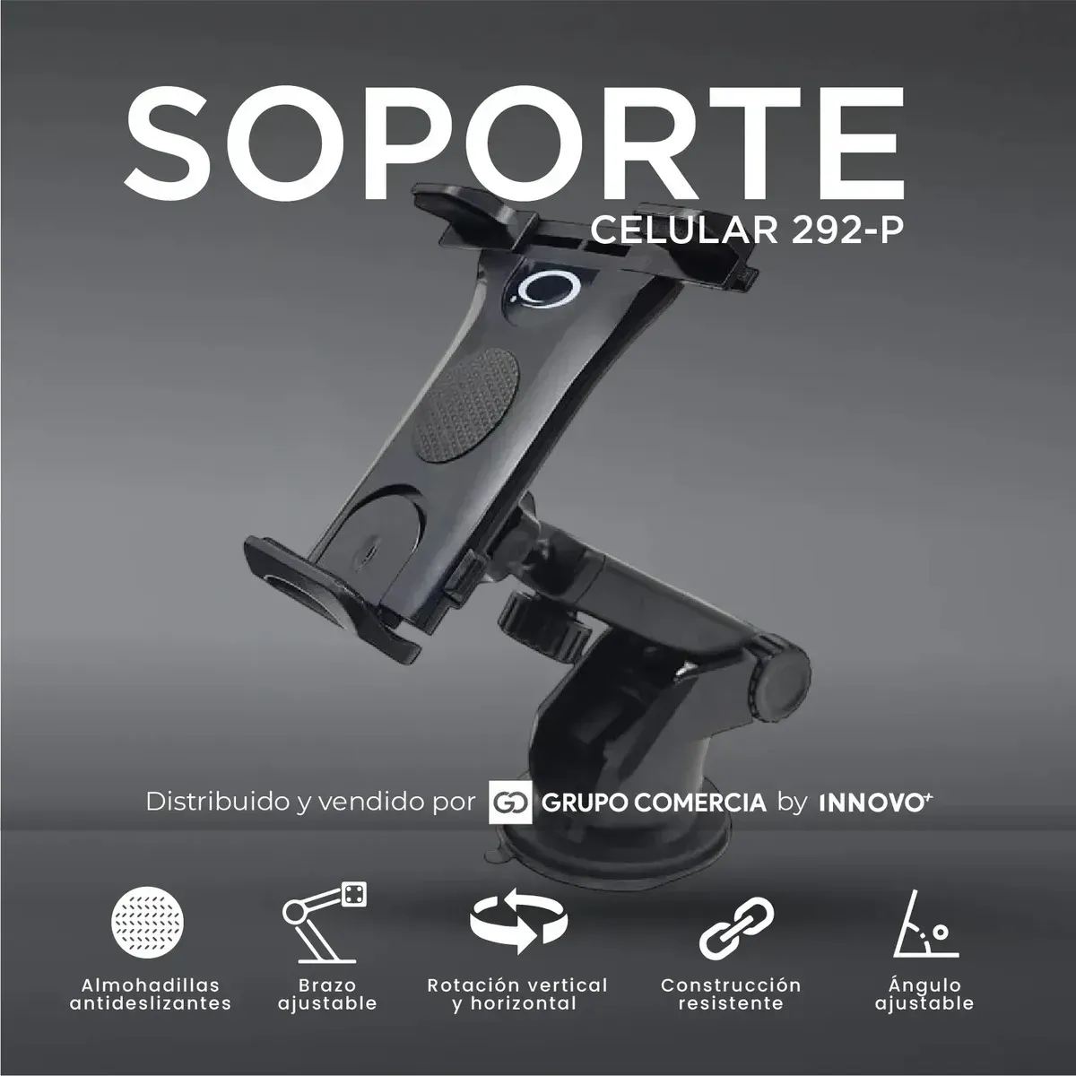 Soporte Ultra-grip Para Carro Celular Y Tablet Hasta 8 Brazo Extensible 360° img #2