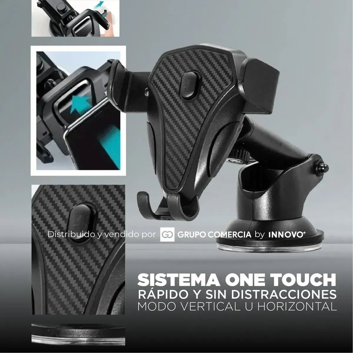 Soporte Celular Para Carro One-touch Alta Sujeción Ultra-segura Rotación De 360° img #3