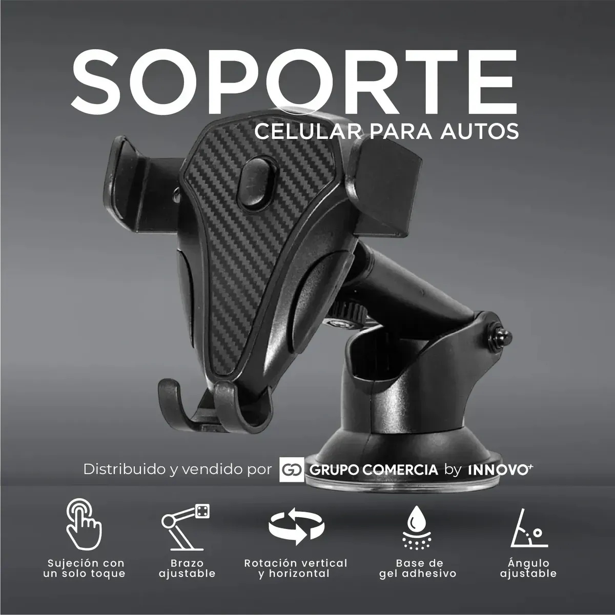 Soporte Celular Para Carro One-touch Alta Sujeción Ultra-segura Rotación De 360° img #2