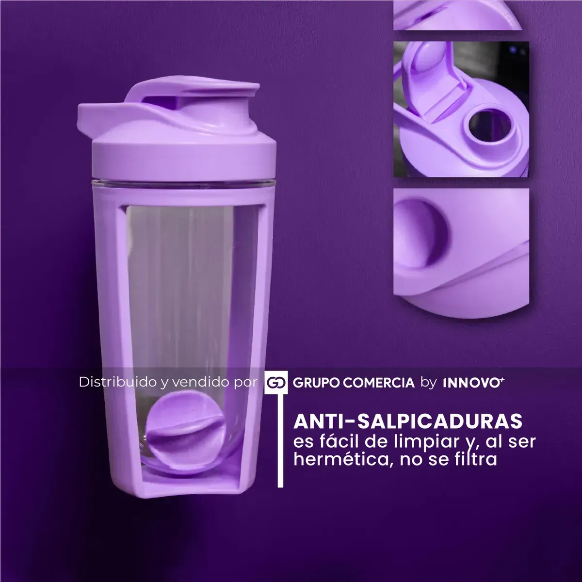Shaker Pro 500ml Vaso Mezclador Proteína Fit Con Agitador Integrado Lila img #3