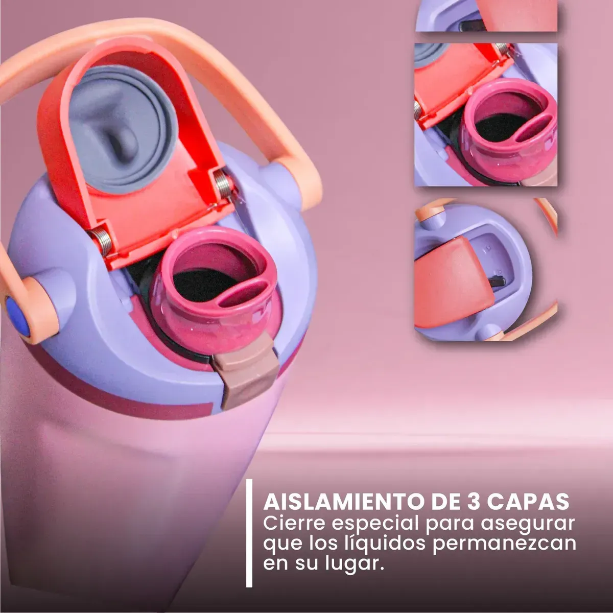 Termo Acero Inoxidable De Doble Pared (30oz) Pink Rose Premium img #3