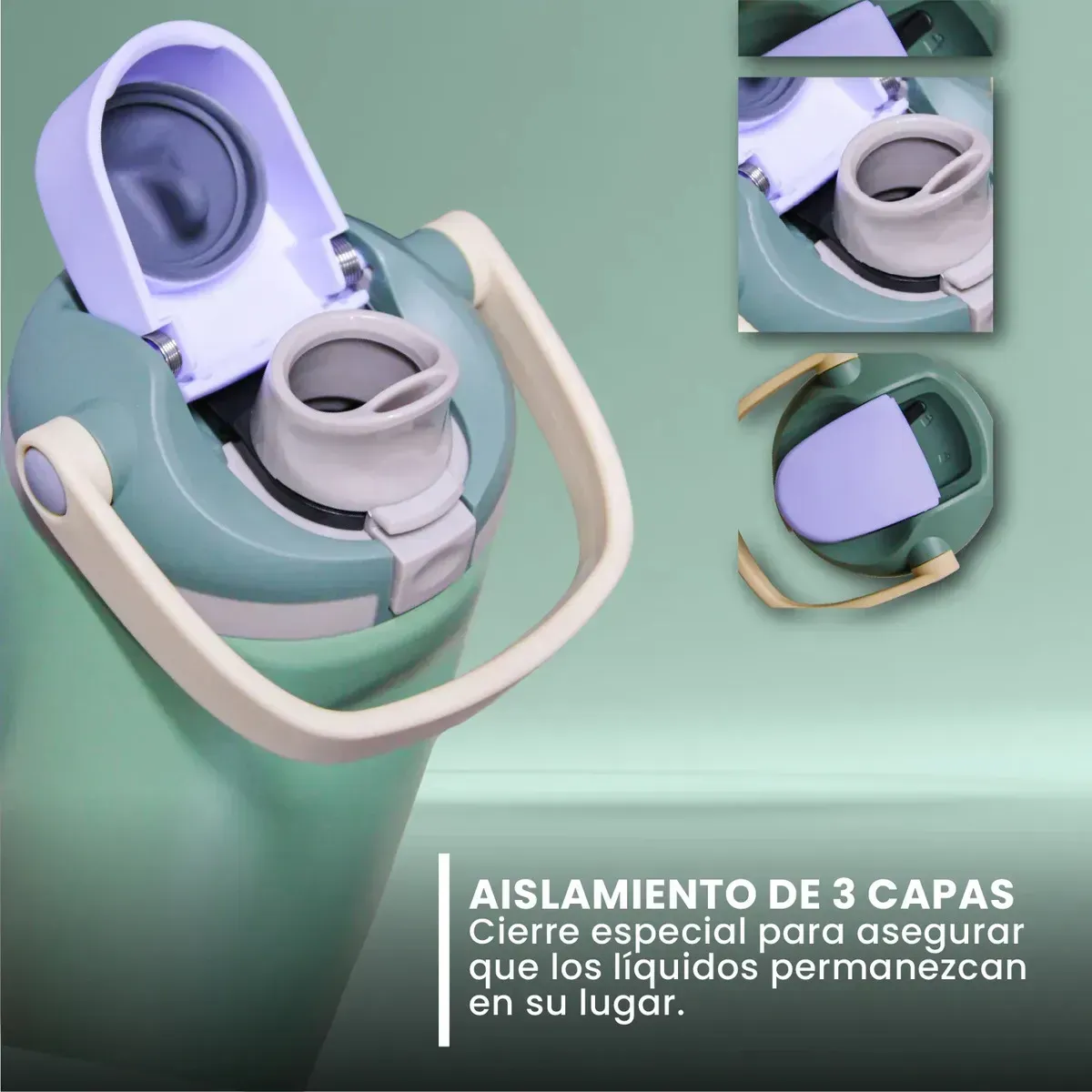 Termo Acero Inoxidable De Doble Pared (30oz) Verde Elegante Premium img #5