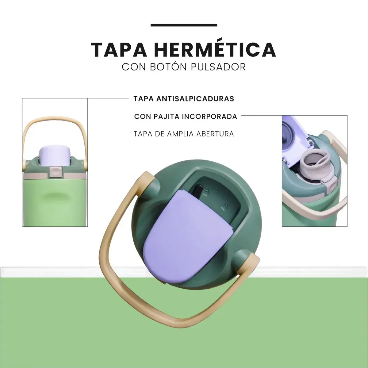 Termo Acero Inoxidable De Doble Pared (30oz) Verde Elegante Premium img #6