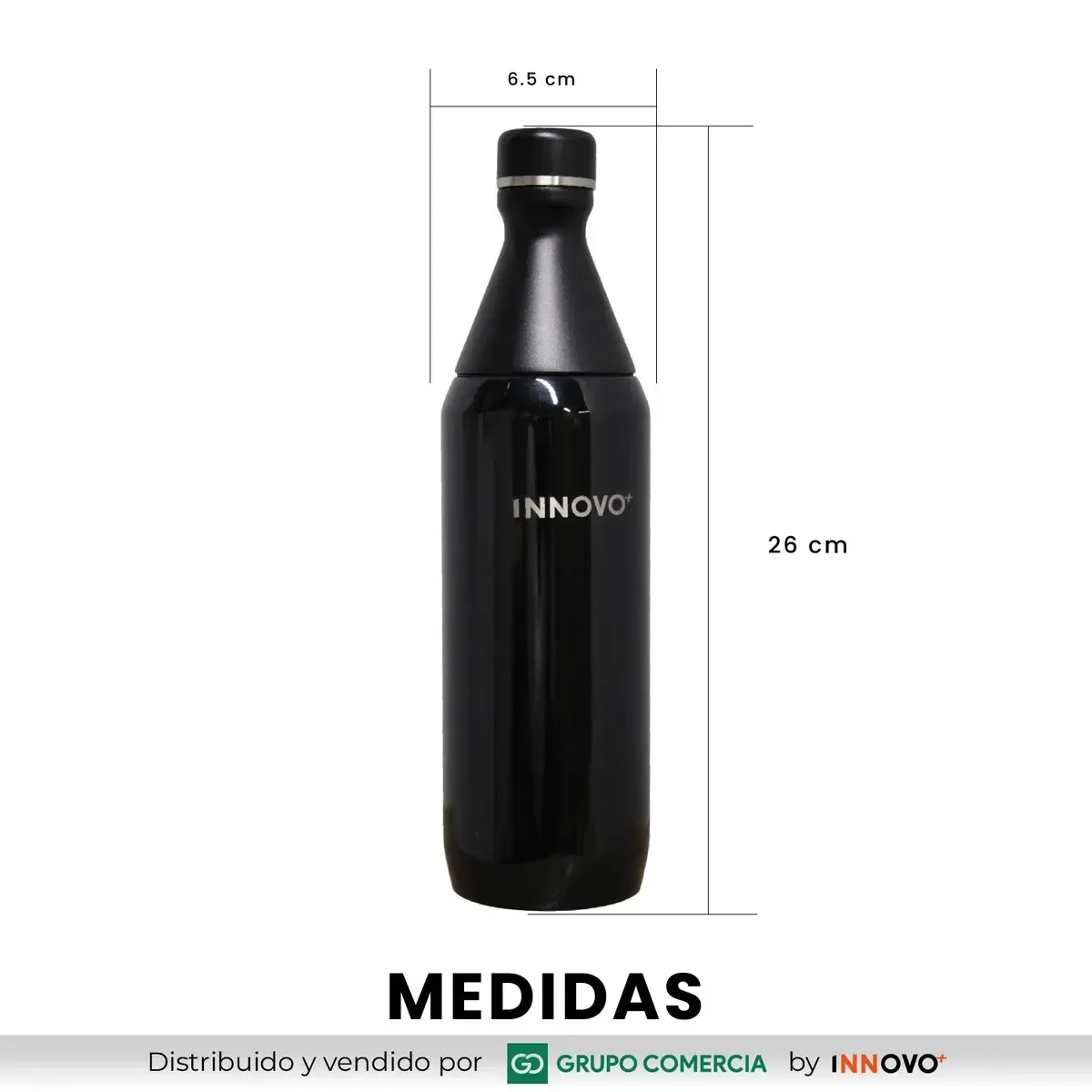 Termo Botella Acero Inoxidable Innovo 590ml Doble Capa Frío Black img #6
