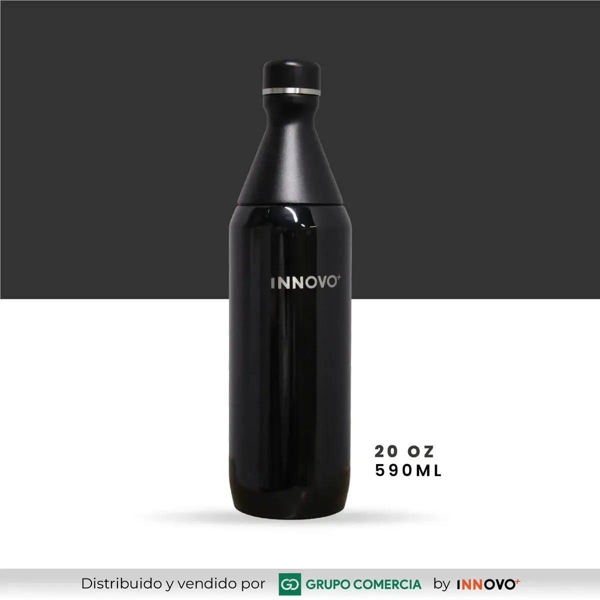 Termo Botella Acero Inoxidable Innovo 590ml Doble Capa Frío Black img #7