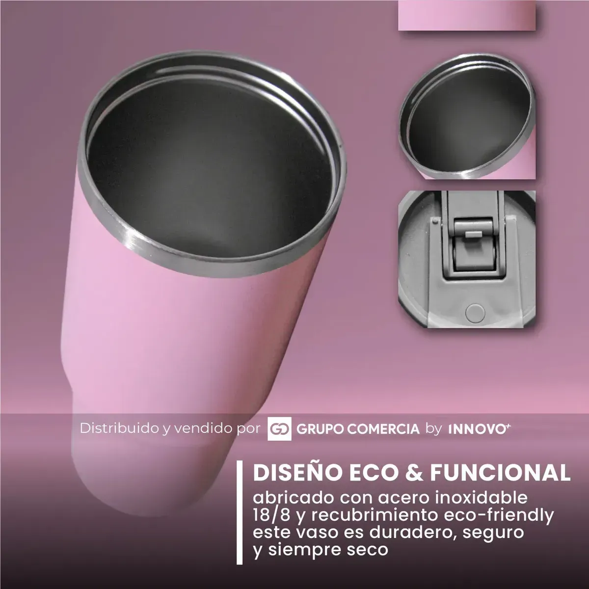 Termo 900 Ml Premium Acero Inoxidable Pink Rose Premium img #3