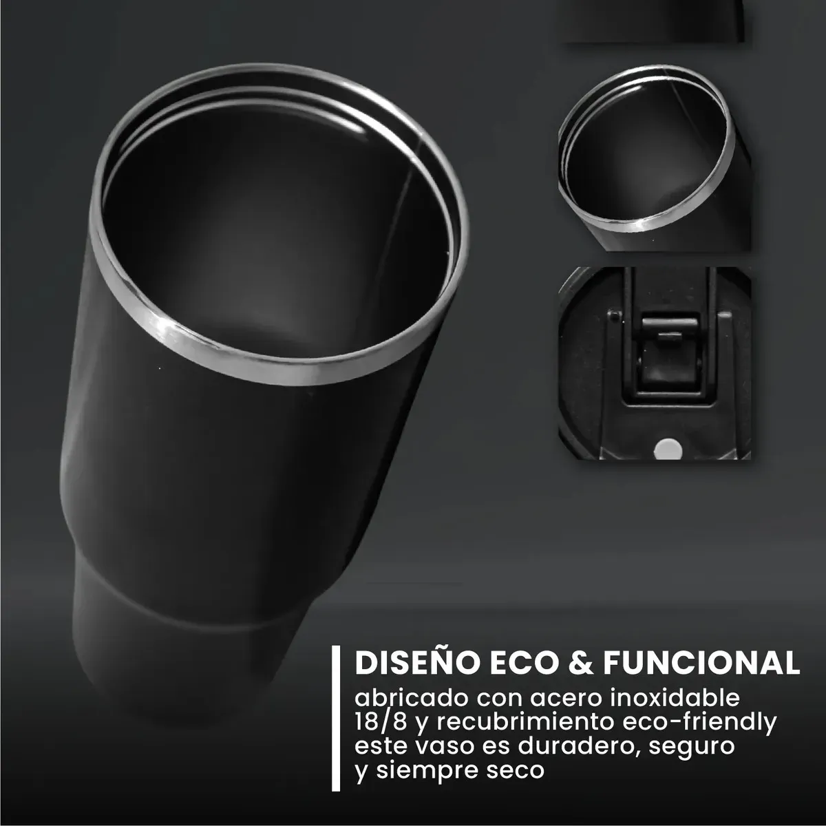 Termo 900 Ml Premium Acero Inoxidable Black Premium img #3