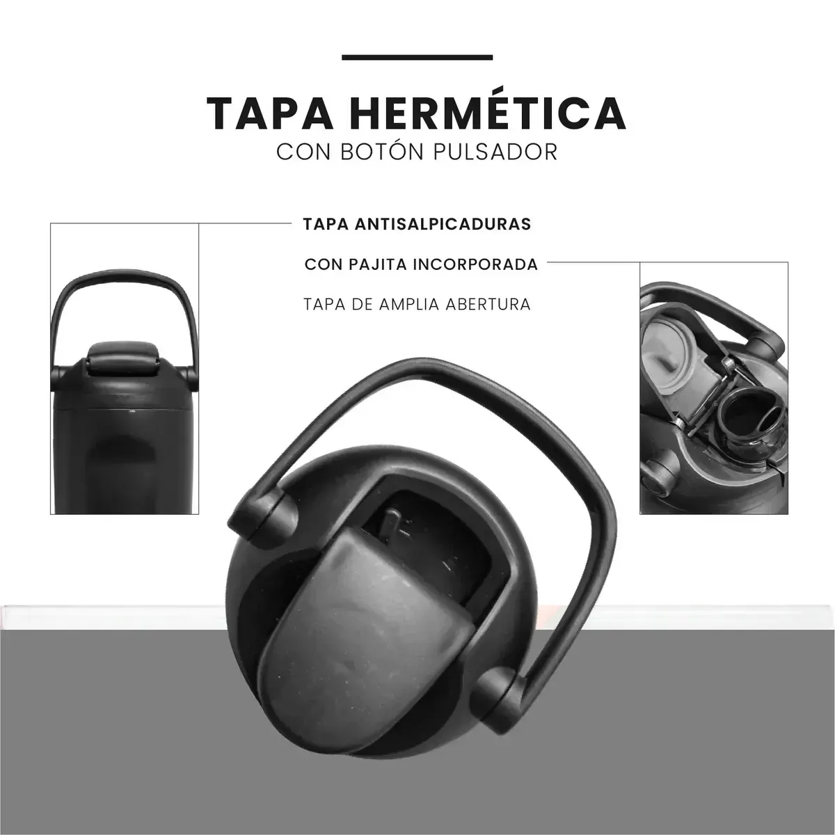 Termo Acero Inoxidable De Doble Pared (30oz) Black Elegante img #6