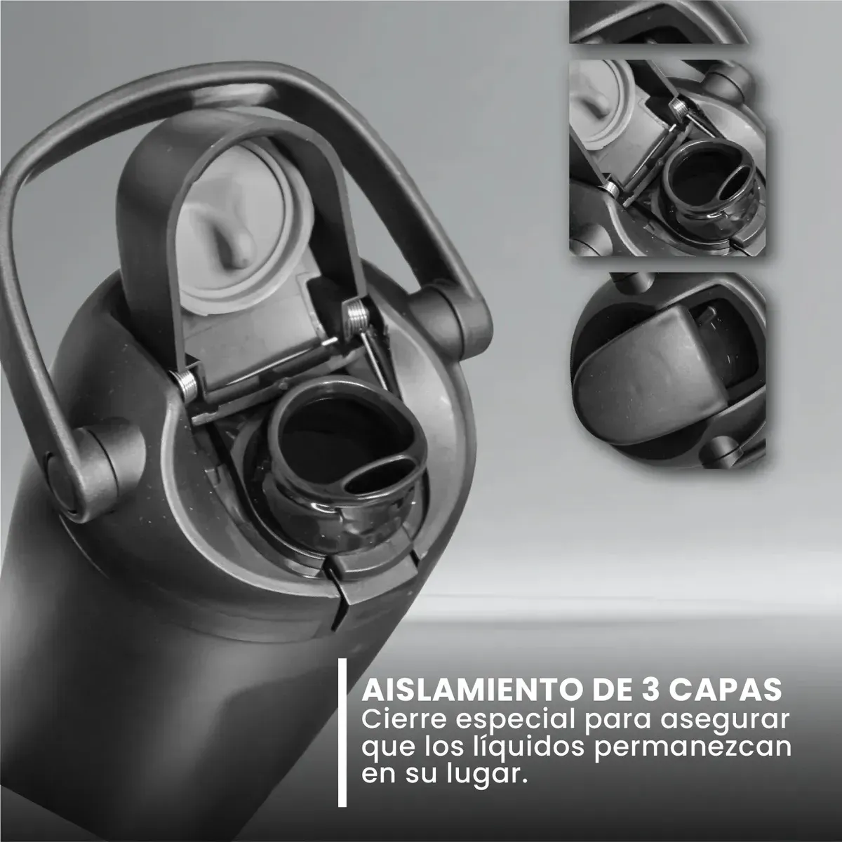 Termo Acero Inoxidable De Doble Pared (30oz) Black Elegante img #4