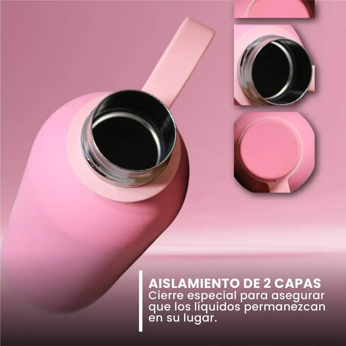 Termo Acero Inoxidable 500 Ml Rosado Lili Mate Premium img #3