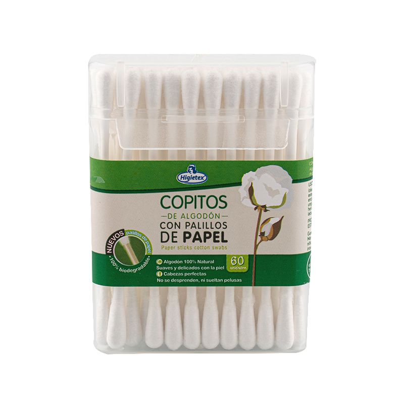 Copitos HIGIETEX de algodón con palillos de papel (60  und) img #1