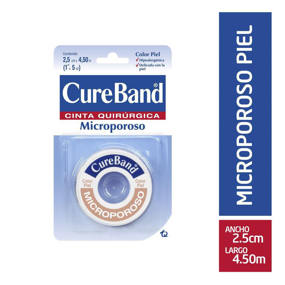 Microporo CUREBAND cinta quirúrgica piel 2.5cm x 4.5mt (4.5  mts) img #1