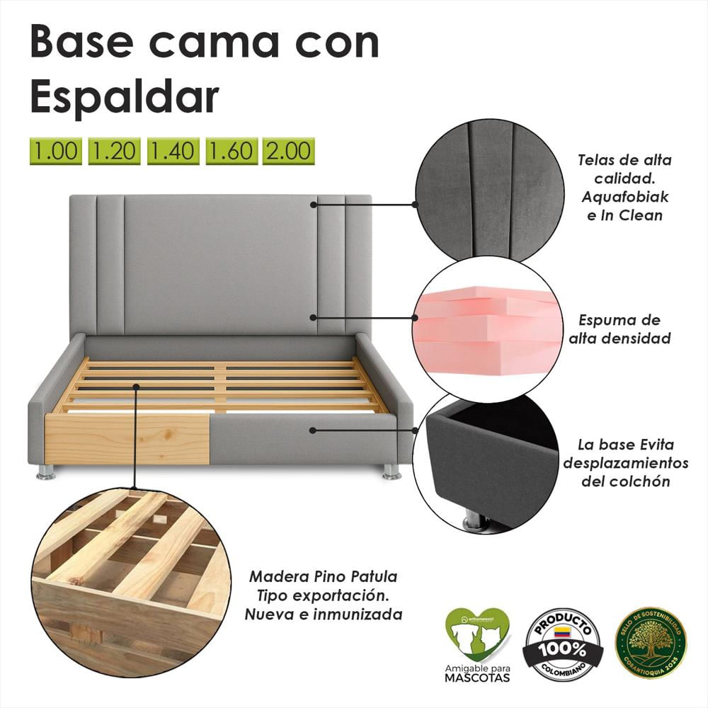Combo Base Cama Con Espaldar King Lupe Azul img #4