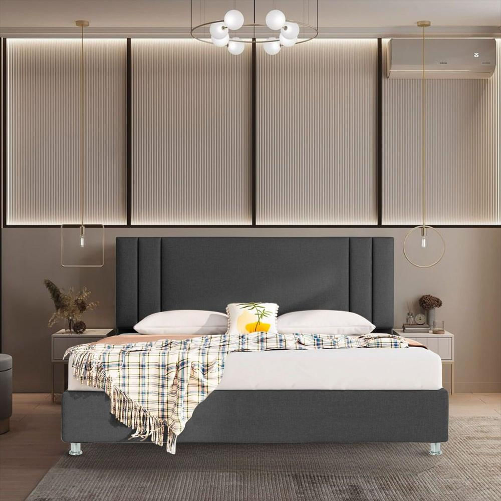 Combo Base Cama Con Espaldar Queen Lupe Gris Plomo img #5