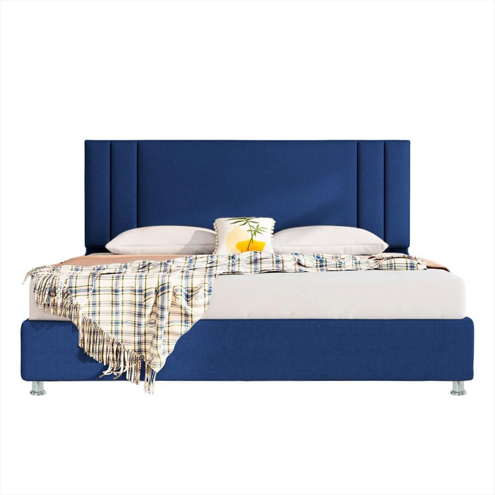 Combo Base Cama Con Espaldar Queen Lupe Azul img #1