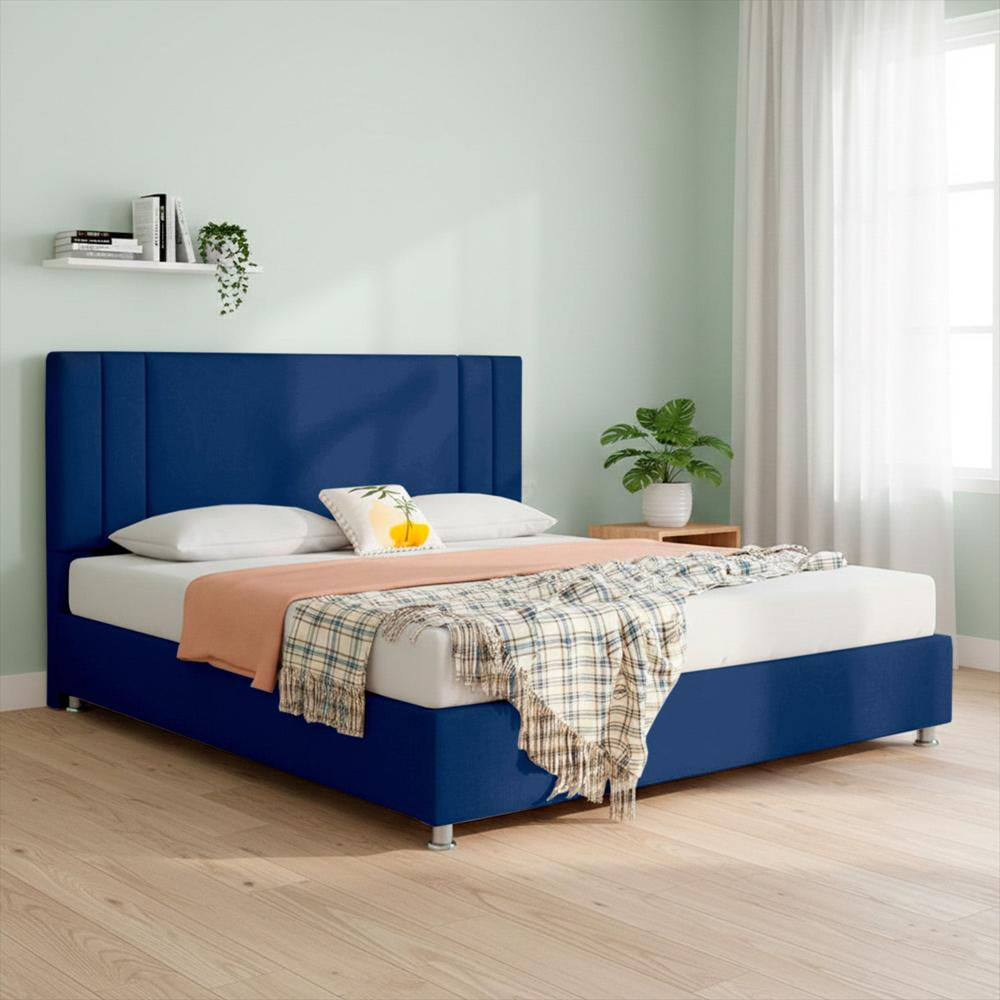 Combo Base Cama Con Espaldar Queen Lupe Azul img #2