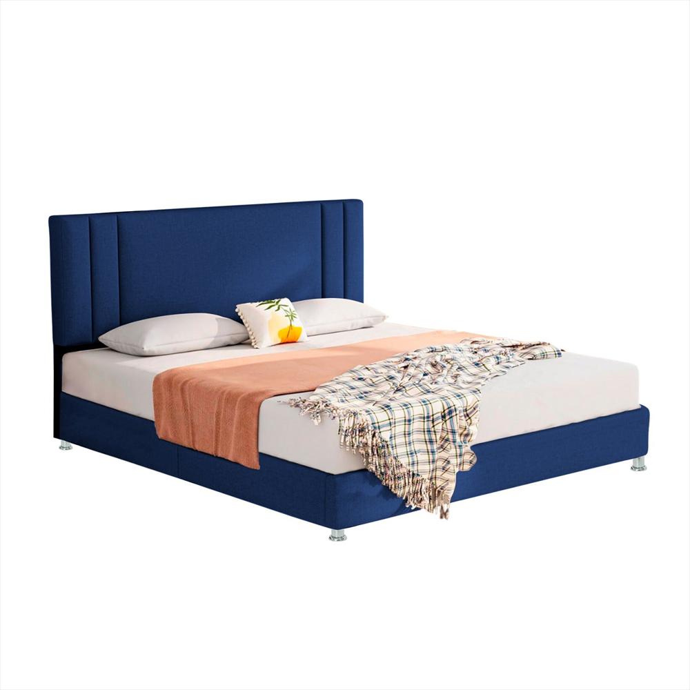 Combo Base Cama Con Espaldar Queen Lupe Azul img #3