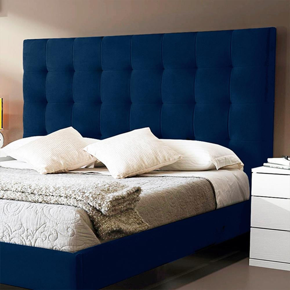 Combo Base Cama Con Espaldar King Luxury Azul img #3