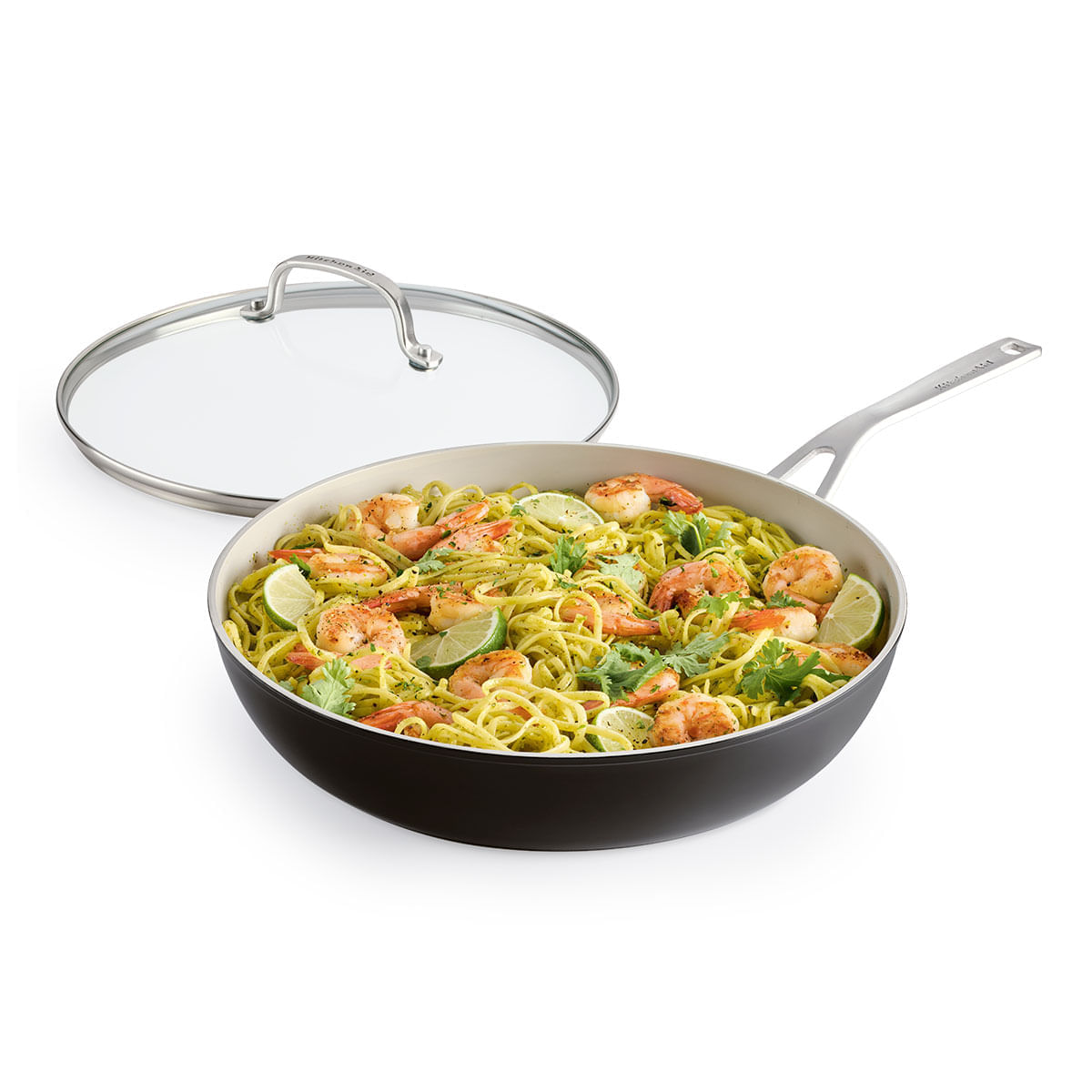 Sartén con tapa 31cm, Aluminio Forjado. Antiadherente Cerámico, Color Negro. KitchenAid img #2