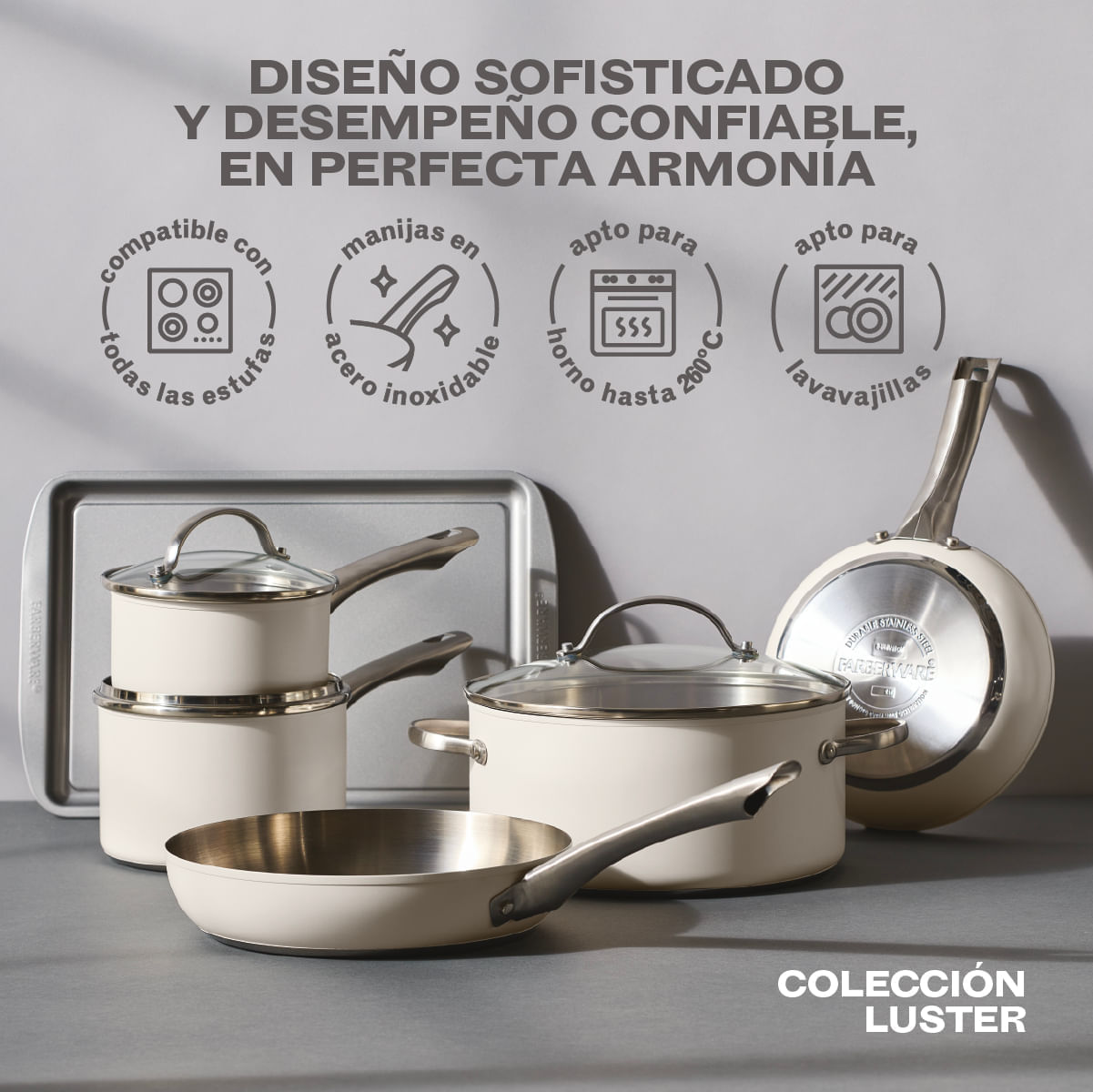 Juego de Ollas 14 pzs. Acero inox. Apta para inducción. Luster Farberware img #4
