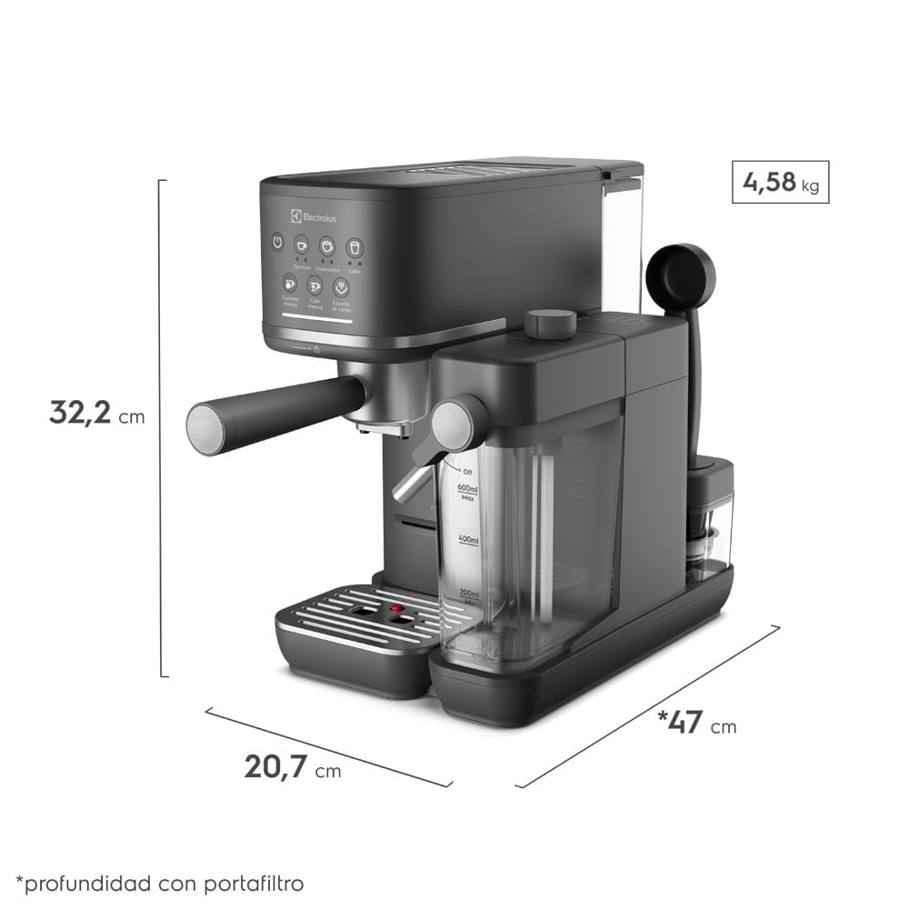 Cafetera Espresso Electrolux 1,2L Cápsula y Vaporizador de Leche Negro ECM70 img #2