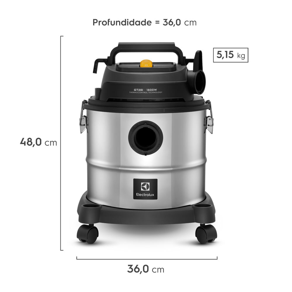 Aspiradora Agua y Polvo Electrolux 1800W 20L Función Soplado Acero Inoxidable GT20I img #2